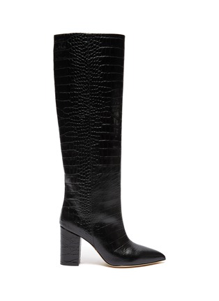 Main View - Click To Enlarge - PARIS TEXAS - CROC EMBOSSED LEATHER KNEE HIGH BOOTS
