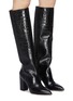 Figure View - Click To Enlarge - PARIS TEXAS - CROC EMBOSSED LEATHER KNEE HIGH BOOTS