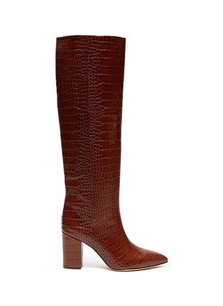 Main View - Click To Enlarge - PARIS TEXAS - CROC EMBOSSED LEATHER KNEE HIGH BOOTS