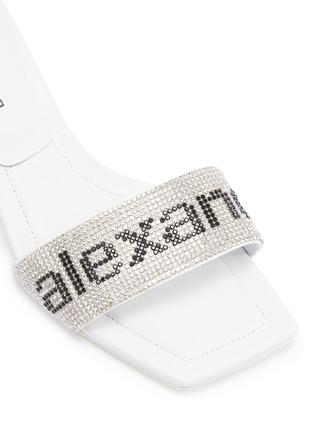 Detail View - Click To Enlarge - ALEXANDER WANG - Crystal logo leather mules