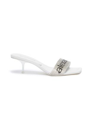 Main View - Click To Enlarge - ALEXANDER WANG - Crystal logo leather mules