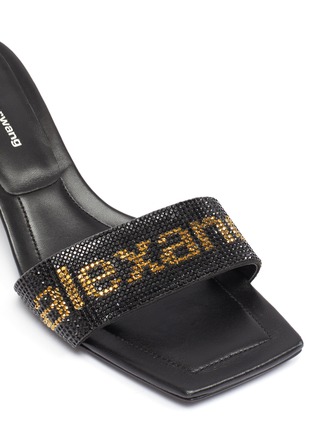 Detail View - Click To Enlarge - ALEXANDER WANG - Crystal logo leather mules