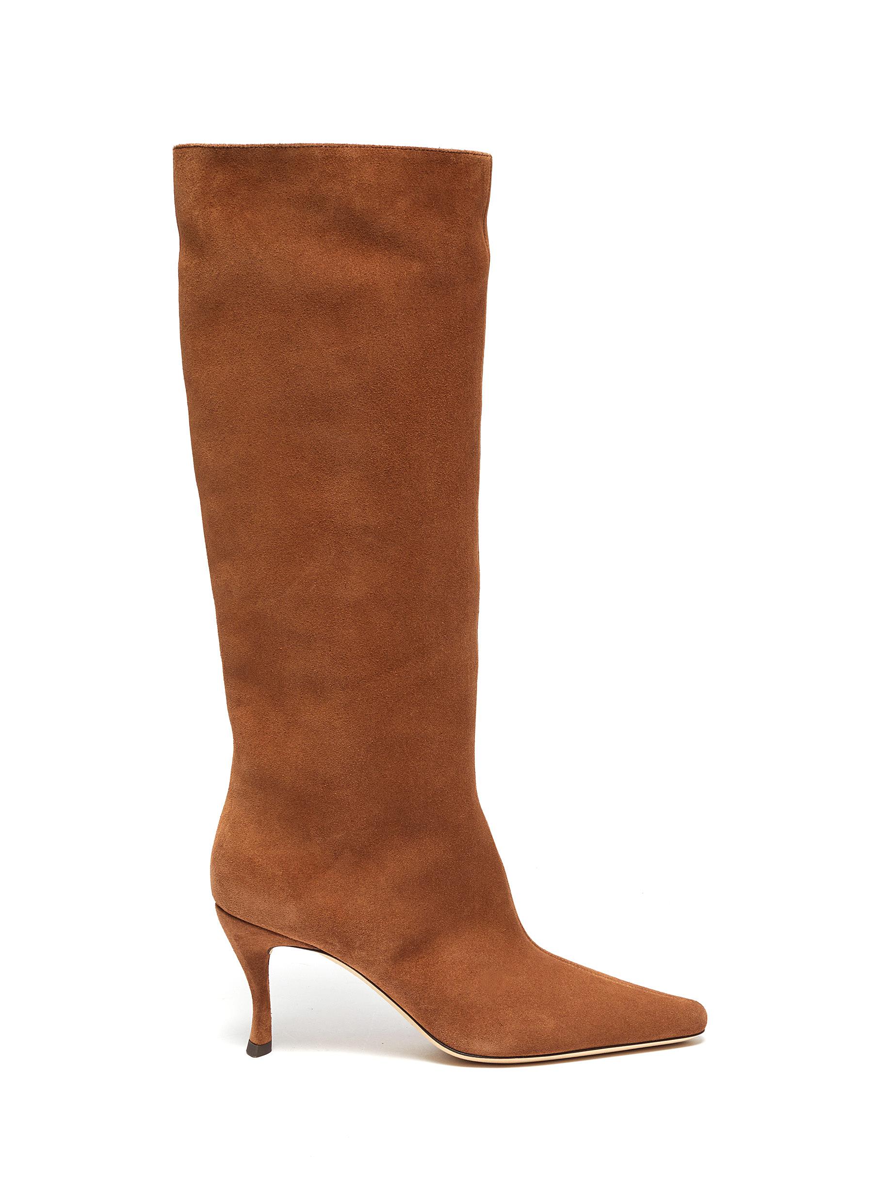 orange suede thigh high boots