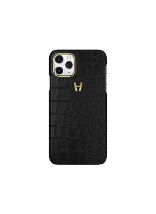Main View - Click To Enlarge - HADORO PARIS - iPhone 11 Pro Max gold alligator leather case