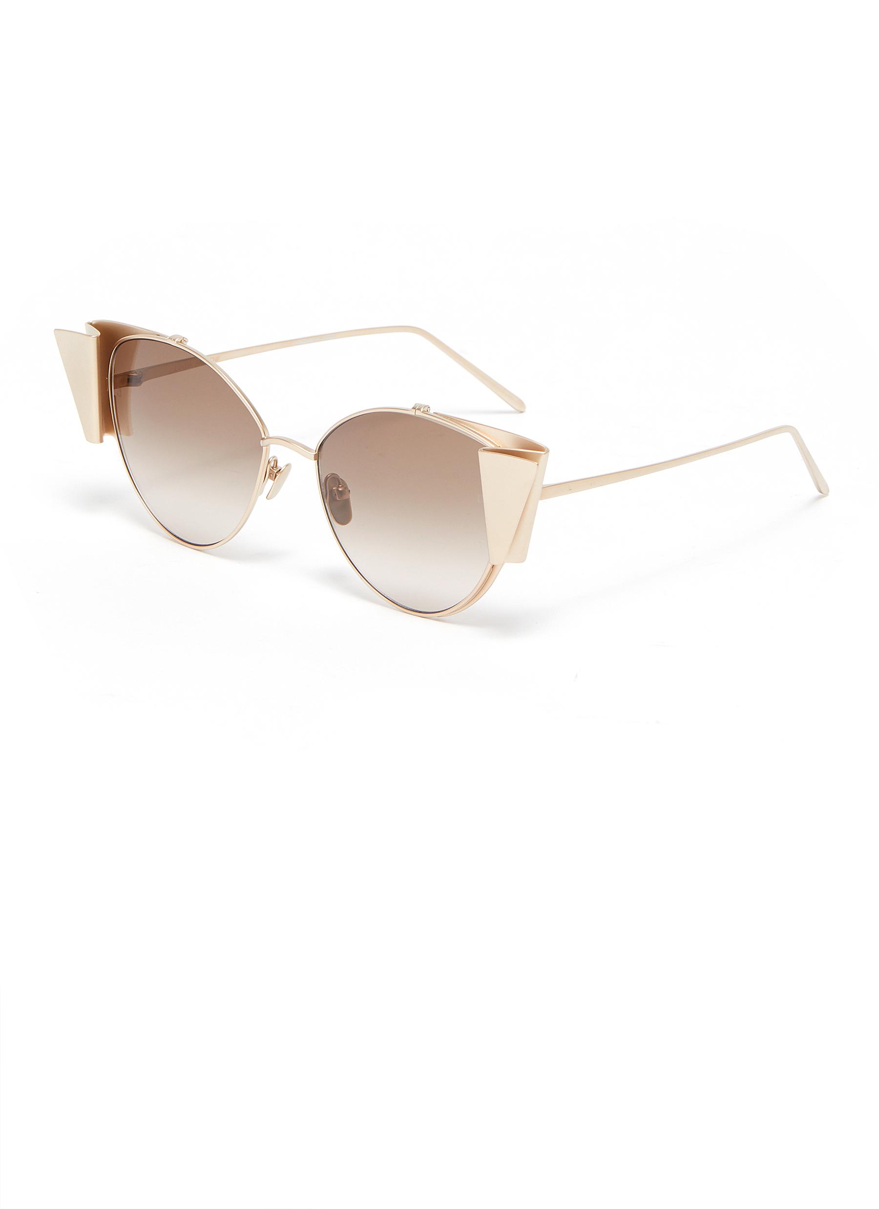 LINDA FARROW Metal ribbon frame cateye sunglasses