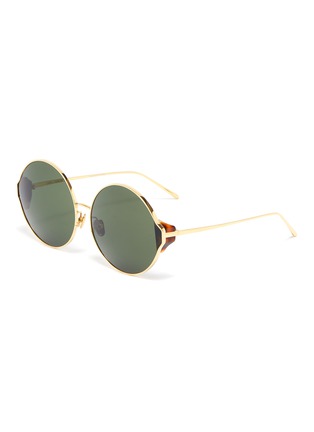 Main View - Click To Enlarge - LINDA FARROW - Round metal frame sunglasses