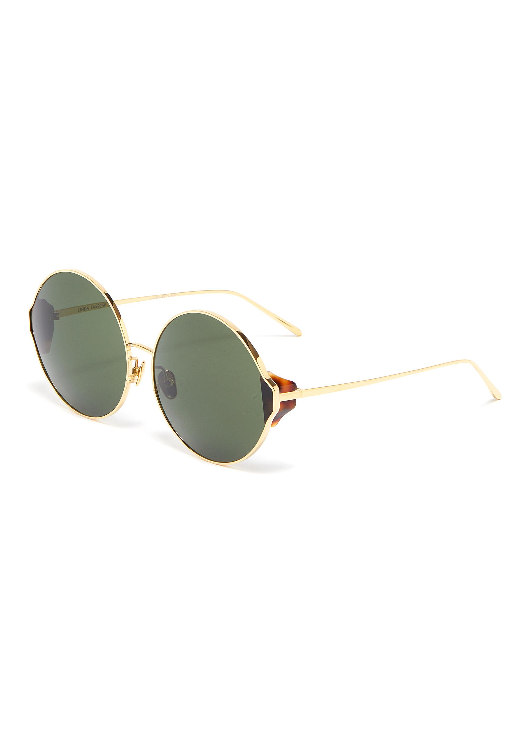 LINDA FARROW Round metal frame sunglasses
