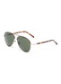 Main View - Click To Enlarge - LINDA FARROW - metal frame tortoiseshell effect temples aviator sunglasses