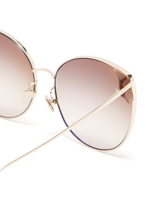Detail View - Click To Enlarge - LINDA FARROW - Horn rimmed metal frame cateye sunglasses