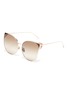 Main View - Click To Enlarge - LINDA FARROW - Horn rimmed metal frame cateye sunglasses