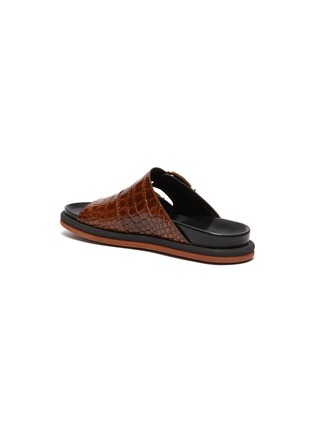  - DRIES VAN NOTEN - Double buckle strap croc embossed leather sandals