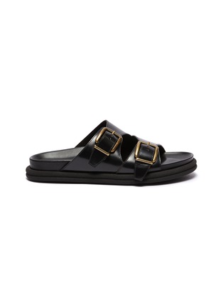 Main View - Click To Enlarge - DRIES VAN NOTEN - Double buckle strap croc embossed leather sandals