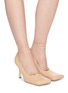Figure View - Click To Enlarge - A.W.A.K.E. MODE - 'Ursula' square toe ankle tie leather pumps