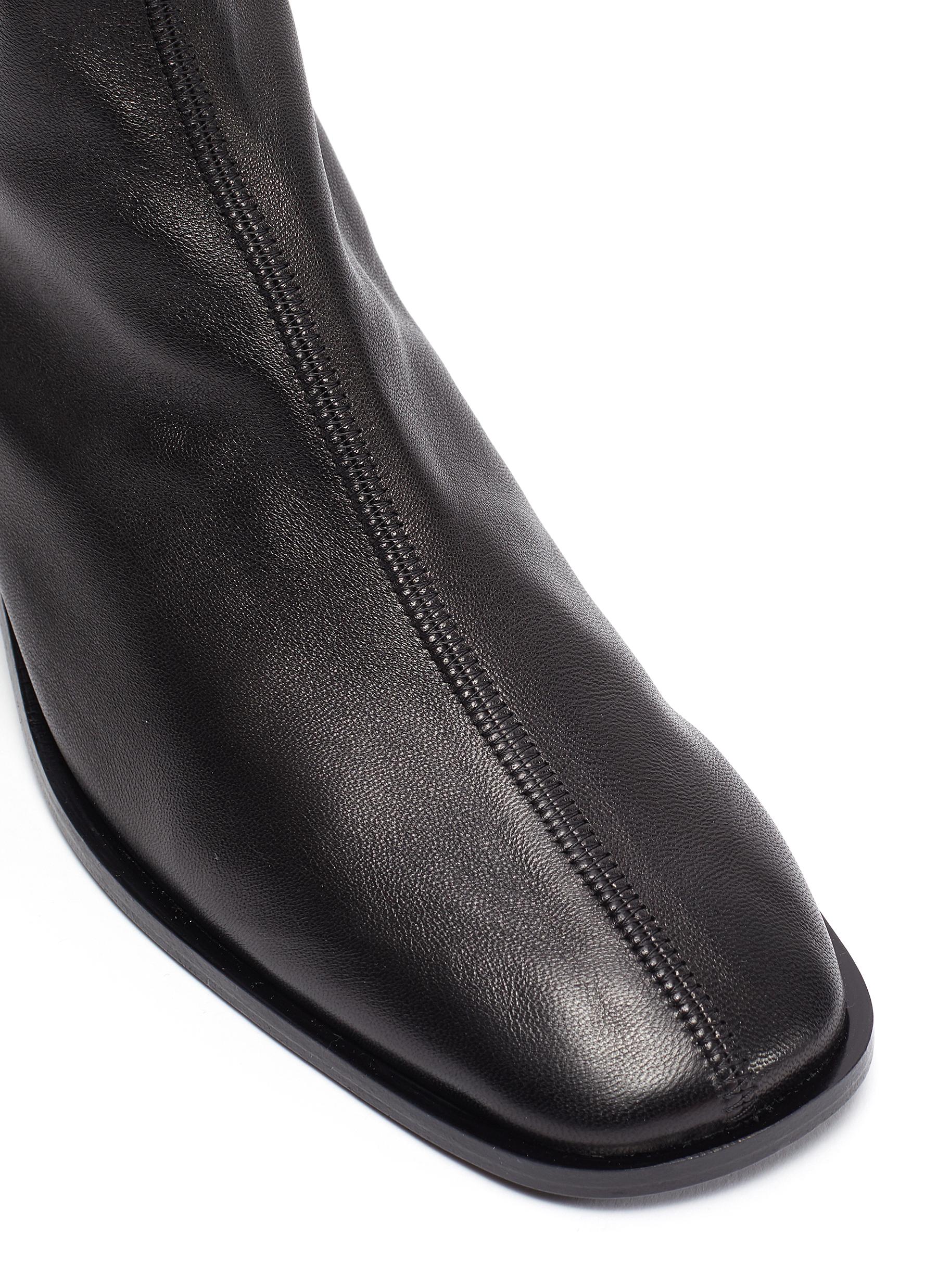 ACNE STUDIOS BLOCK HEEL BRANDED LEATHER BOOTS
