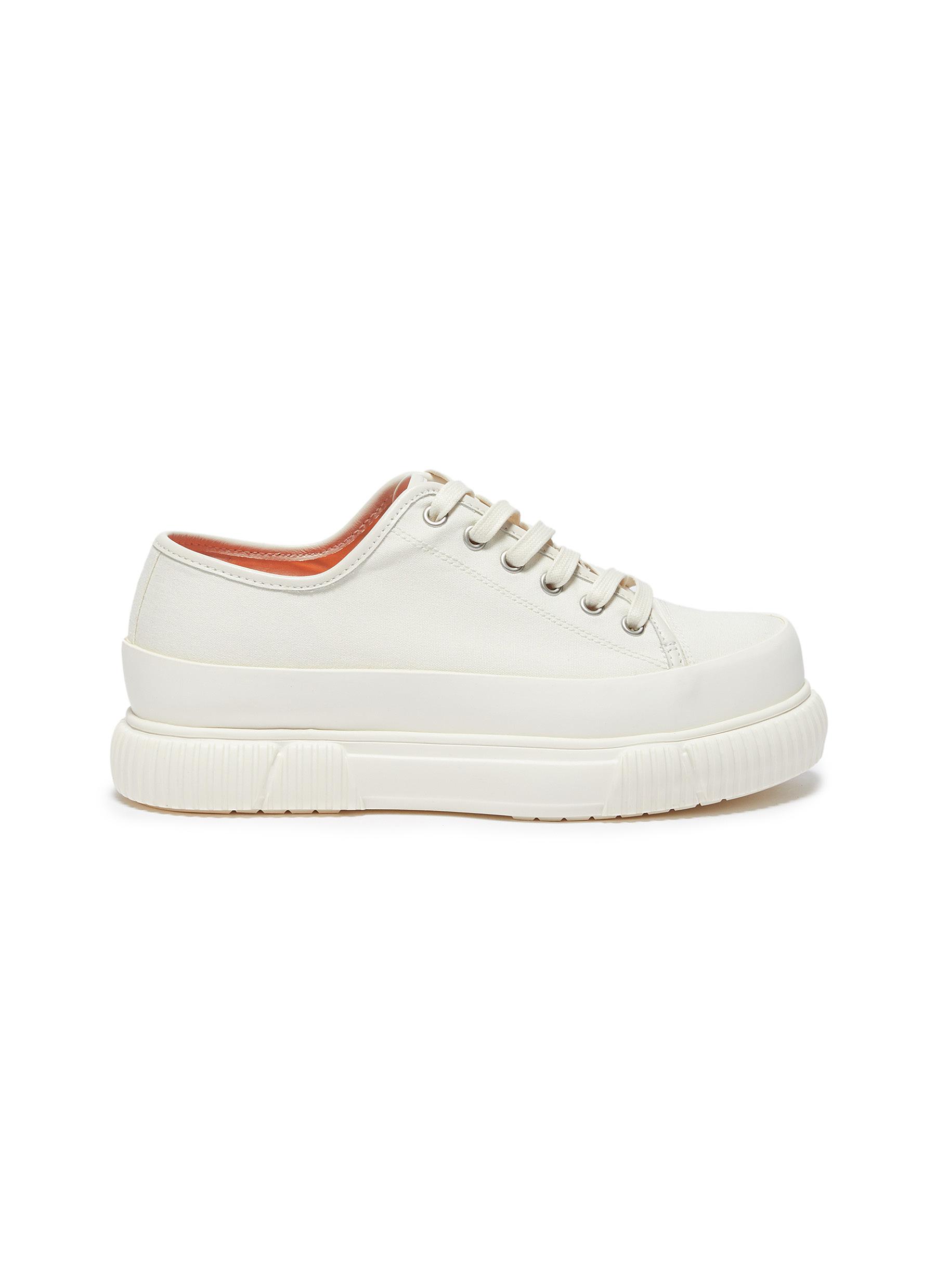 white platform canvas shoes