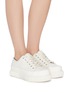Figure View - Click To Enlarge - BOTH - Rubber panel contrast lining low platform canvas sneakers