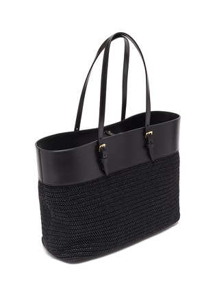 Detail View - Click To Enlarge - SAINT LAURENT - Panelled raffia leather shopper tote