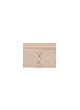 Main View - Click To Enlarge - SAINT LAURENT - Monogram quilted grained leather cardholder
