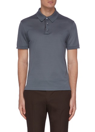 Main View - Click To Enlarge - BRIONI - Logo embroidered cotton polo