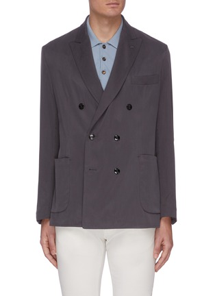 Main View - Click To Enlarge - BRIONI - Double breasted peak lapel washed silk blazer