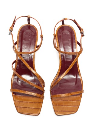 Detail View - Click To Enlarge - STAUD - Mismatched strappy croc embossed leather sandals