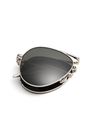 Detail View - Click To Enlarge - LINDA FARROW - Titanium folding aviator sunglasses