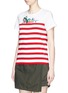 Front View - Click To Enlarge - MARC JACOBS - Glitter strass frog print stripe T-shirt