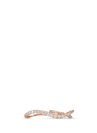 Main View - Click To Enlarge - STÉFÈRE - Diamond 18k rose gold wavy two finger ring