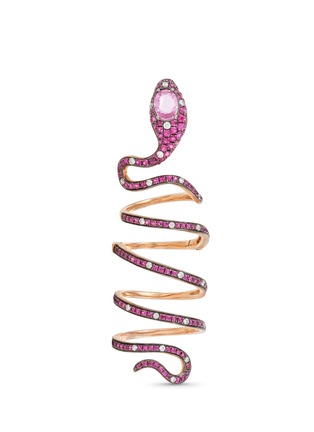 Main View - Click To Enlarge - STÉFÈRE - 'Queen Snake' diamond sapphire 18k rose gold full finger ring