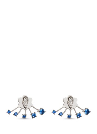 Main View - Click To Enlarge - STÉFÈRE - 'Éventail' diamond sapphire 18k white gold jacket earrings