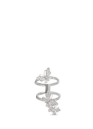 Main View - Click To Enlarge - STÉFÈRE - 'Butterfly' diamond 18k white gold double band ring