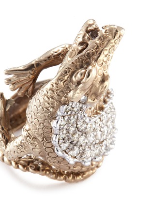 Detail View - Click To Enlarge - DELFINA DELETTREZ - Diamond 18k white gold crocodile ring