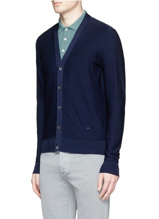 Front View - Click To Enlarge - ISAIA - Textured stripe knit cardigan