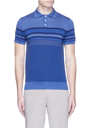 Main View - Click To Enlarge - ISAIA - Stripe silk-cotton knit polo shirt