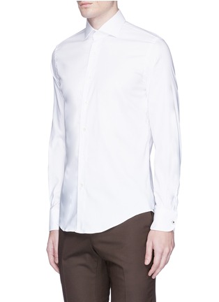 Front View - Click To Enlarge - LARDINI - Floral cufflink slim fit twill shirt