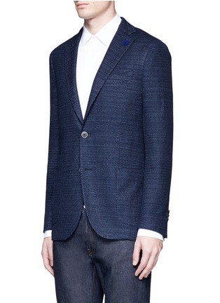 Front View - Click To Enlarge - LARDINI - Cotton-flax textured knit soft blazer