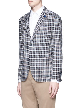 Front View - Click To Enlarge - LARDINI - Check wool blend bouclé soft blazer