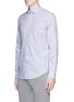 Front View - Click To Enlarge - LARDINI - Stripe floral jacquard cotton shirt