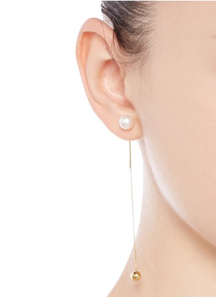 Figure View - Click To Enlarge - SOPHIE BILLE BRAHE - x sacai 004 pearl stud chain drop single earring