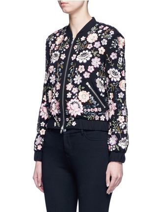 Front View - Click To Enlarge - NEEDLE & THREAD - 'Embroidery Lace' embellished bomber jacket