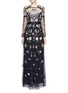Main View - Click To Enlarge - NEEDLE & THREAD - 'Woodland' lace trim embellished tulle maxi dress