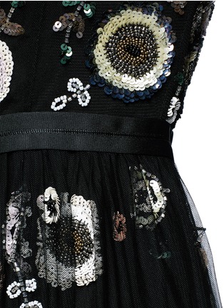 Detail View - Click To Enlarge - NEEDLE & THREAD - 'Woodland' lace trim embellished tulle dress