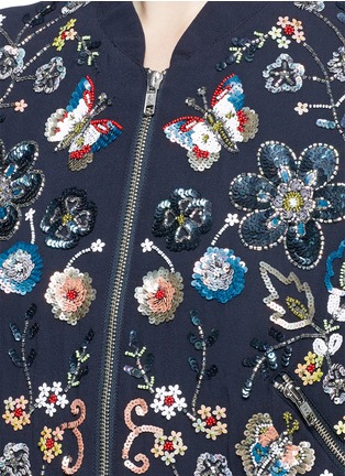 Detail View - Click To Enlarge - NEEDLE & THREAD - 'Butterfly Garden' floral embellished bomber jacket