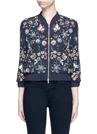 Main View - Click To Enlarge - NEEDLE & THREAD - 'Butterfly Garden' floral embellished bomber jacket