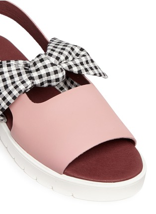Detail View - Click To Enlarge - MOTHER OF PEARL - 'Ordell' gingham check bow leather sandals