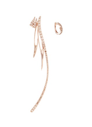 Main View - Click To Enlarge - CRISTINAORTIZ - Diamond 9k rose gold mismatched earrings
