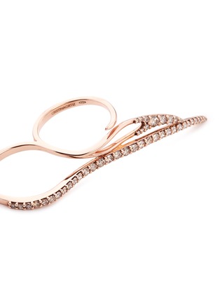 Detail View - Click To Enlarge - CRISTINAORTIZ - Diamond 9k rose gold two finger ring