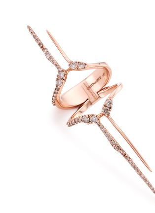 Detail View - Click To Enlarge - CRISTINAORTIZ - Diamond 9k rose gold wing ring