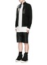 Figure View - Click To Enlarge - RICK OWENS DRKSHDW - Leather denim patchwork sweat jacket