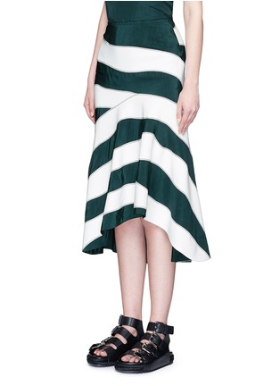 Front View - Click To Enlarge - CÉDRIC CHARLIER - Ripple stripe asymmetric flute skirt